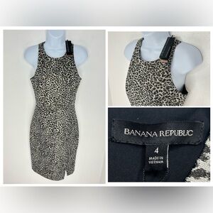 Banana Republic NWT Racer Back Leopard Sleeveless‎ Sheath Dress Size 4 Washable